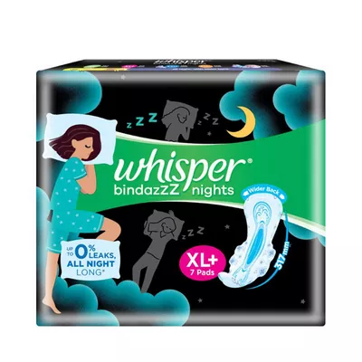 UT1 Whisper Bindazzz Nights Heavy Flow Sanitary Napkins XL